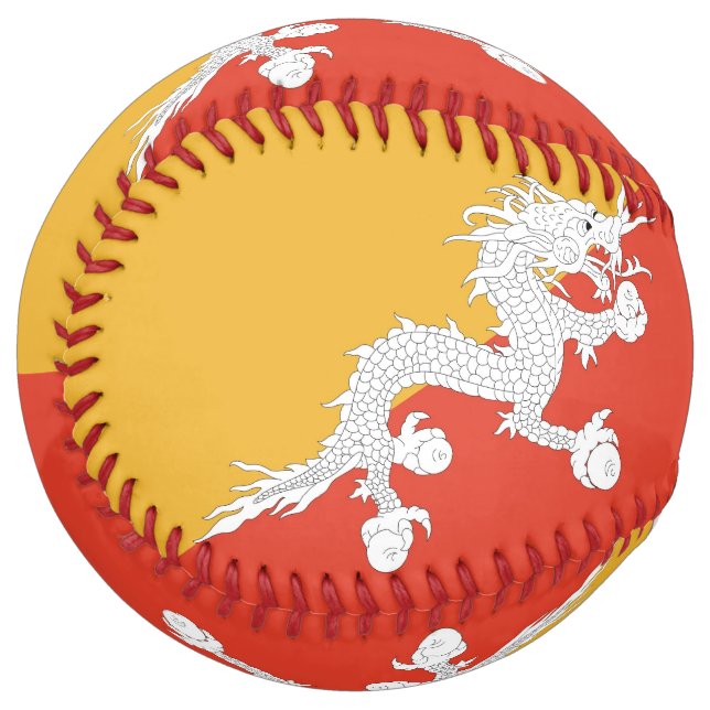 Balle De Softball Softball patriotique avec drapeau du Bhoutan (Devant gauche)