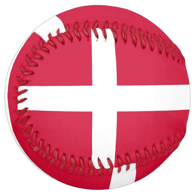 Balle De Softball Softball patriotique avec drapeau du Danemark (Devant gauche)