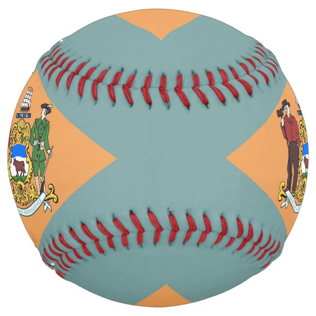 Balle De Softball Softball patriotique avec drapeau du Delaware, USA (Devant)