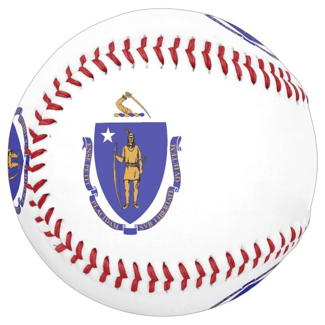 Balle De Softball Softball patriotique avec drapeau du Massachusetts (Devant gauche)