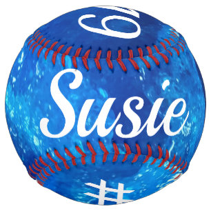 Balle De Softball Softball Personnalisé en bleu cool