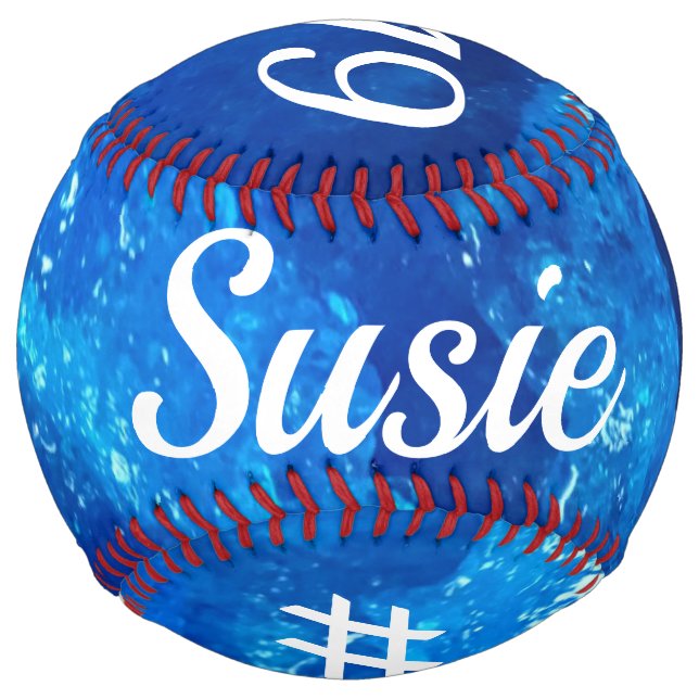 Balle De Softball Softball Personnalisé en bleu cool (Devant)