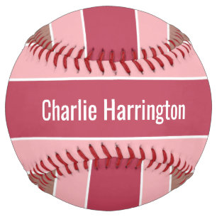 Balle De Softball Stripes Motif nom personnalisé & softball de texte
