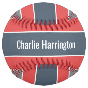 Balle De Softball Stripes Motif nom personnalisé & softball de texte