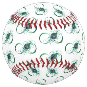 Balle De Softball Symbole d'infini avec plume de paon