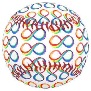 Balle De Softball Symbole d'infinité arc-en-ciel stratifié