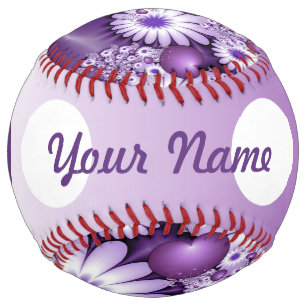 Balle De Softball Tomber amoureux Fleurs et cœurs abstraits Nom