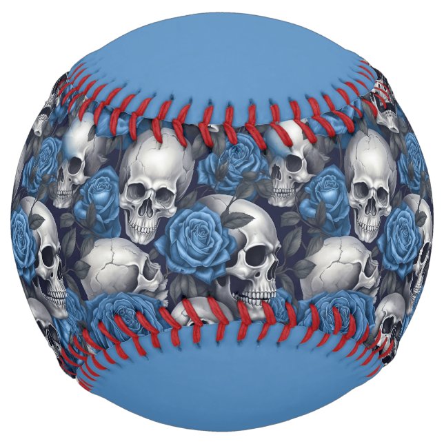 Balle De Softball Un crâne et une série Rose 12 (Devant)