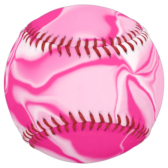 Balle De Softball Vagues roses foncées et blanches (Devant)