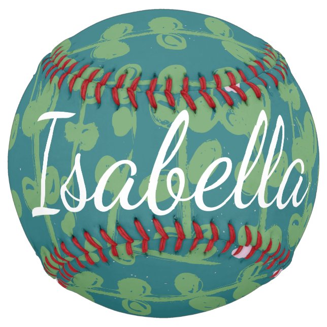 Balle De Softball Vignes Abstraites vertes Motif personnalisé (Devant)
