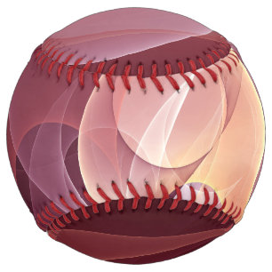 Balle De Softball Vin moderne élégant Abstrait Art fractal rouge