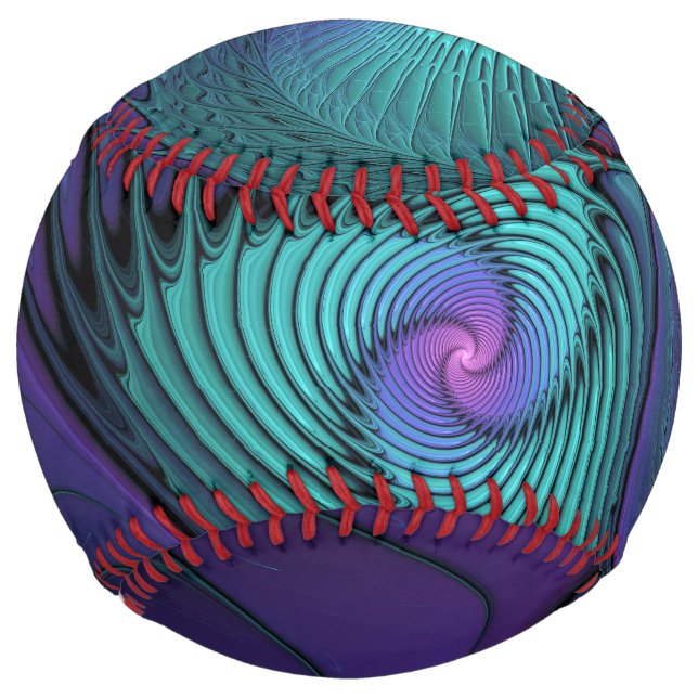 Balle De Softball Violet Rencontre Turquoise Moderne Art Fractal Abs (Devant)