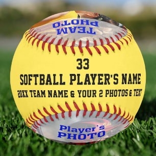 Balle De Softball Vos 2 Photos et Texte Personnalisé Softball Ball