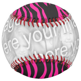 Balle De Softball Zèbre rose et noir Imprimer Ajouter votre propre p