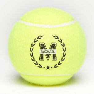 Balle de tennis à monogramme personnalisé en gras
