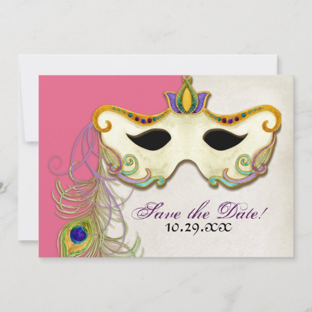 Balle Mascarade Peacock - Enregistrer la carte Dat (Devant)