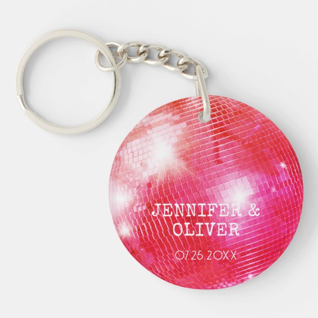 Balle Retro Rose Orange Disco Ball Photo Wedding F (Devant)