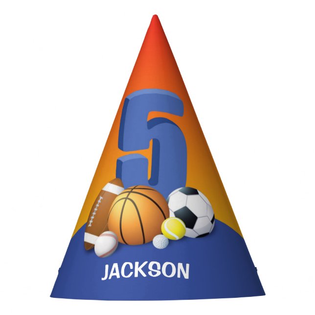 Bälle zum 5. Geburtstag Partyhütchen (Vorderseite)