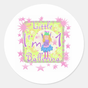 Ballerina 1. Geburtstag Runder Aufkleber