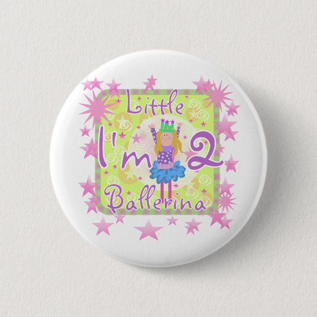 Ballerina 2. Geburtstag - Hemden und Geschenke Button (Vorderseite)