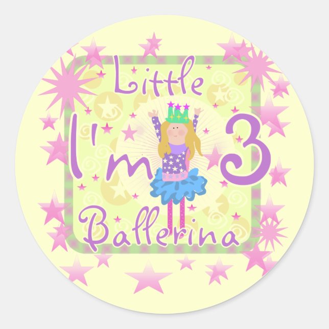 Ballerina 3. Geburtstag - Tshirts und Geschenke Runder Aufkleber (Vorderseite)
