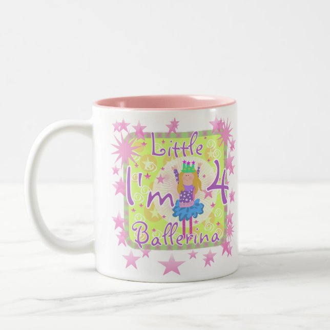 Ballerina-4. Geburtstag Zweifarbige Tasse (Links)
