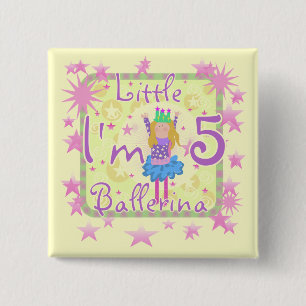 Ballerina 5th Birthday Shirts und Geschenke Button