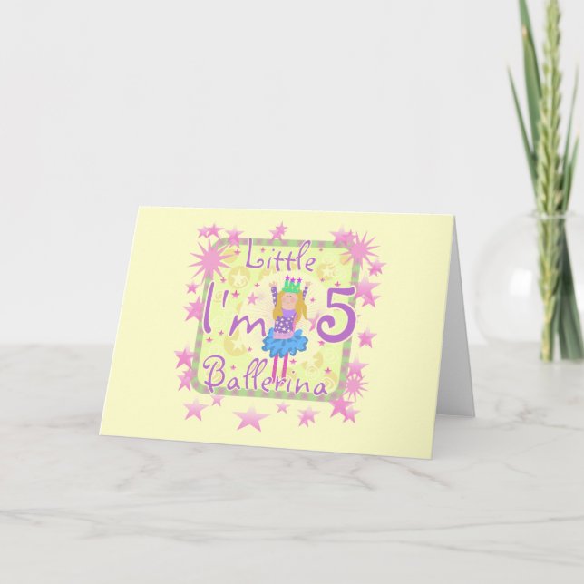 Ballerina 5th Birthday Shirts und Geschenke Karte (Vorderseite)
