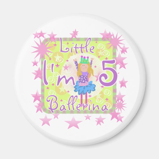 Ballerina 5th Birthday Shirts und Geschenke Magnet (Vorne)