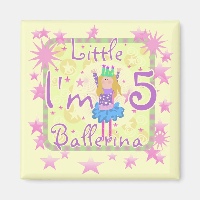 Ballerina 5th Birthday Shirts und Geschenke Magnet (Vorne)