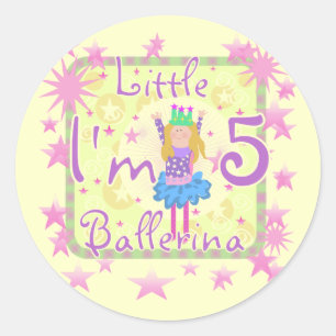 Ballerina 5th Birthday Shirts und Geschenke Runder Aufkleber