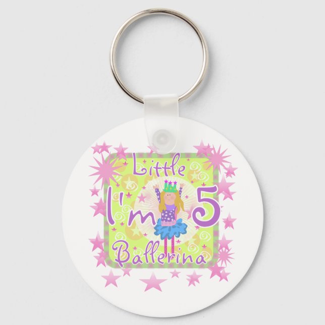 Ballerina 5th Birthday Shirts und Geschenke Schlüsselanhänger (Vorderseite)