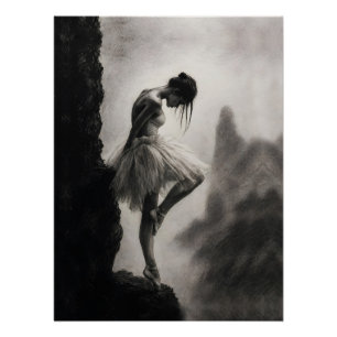 Ballerina am Klippenrand Monochrome Dramatische Ku Poster