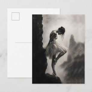 Ballerina am Klippenrand Monochrome Dramatische Ku Postkarte
