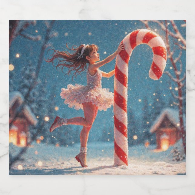 Ballerina Anime Girl & Candy Cane Weihnachten Bierflaschenetikett (Einzelnes Label)