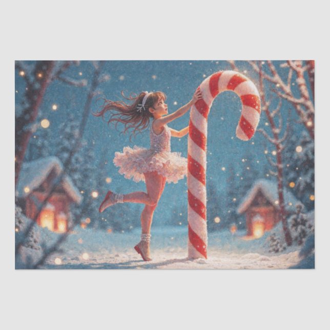 Ballerina Anime Girl & Candy Cane Weihnachten Seidenpapier (Vorderseite)
