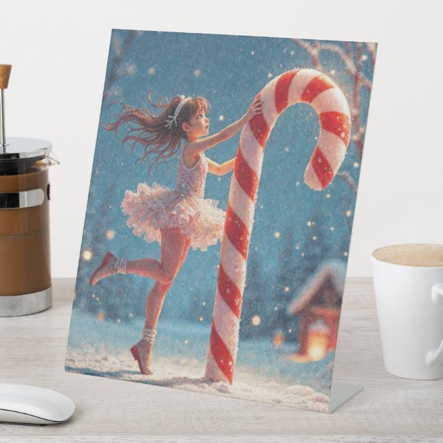 Ballerina Anime Girl & Candy Cane Weihnachten Sockelschild (In Situ)