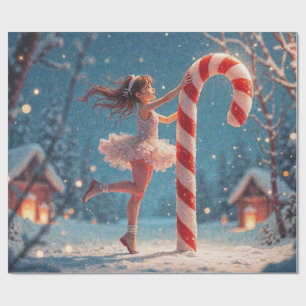 Ballerina-Anime-Mädchen und Zuckerstangen-Weihnach Geschenkpapier