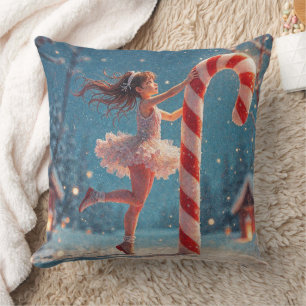 Ballerina-Anime-Mädchen & Zuckerstangen-Weihnachte Kissen