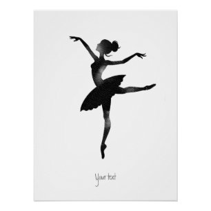 Ballerina Aquarell stilvoll schick Kohle Poster