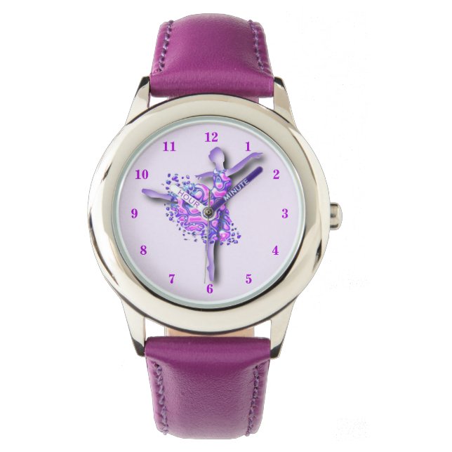 Ballerina Art Lila Dance - Ballet Dancer Zeichnend Armbanduhr (Vorderseite)