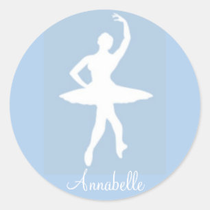 Ballerina auf blauen runden Aufklebern Runder Aufkleber