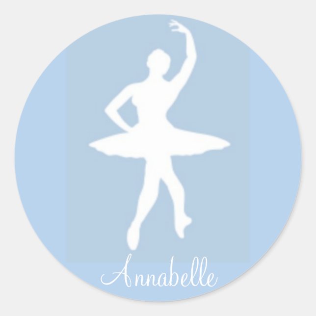 Ballerina auf Blue Round Stickers (Vorderseite)