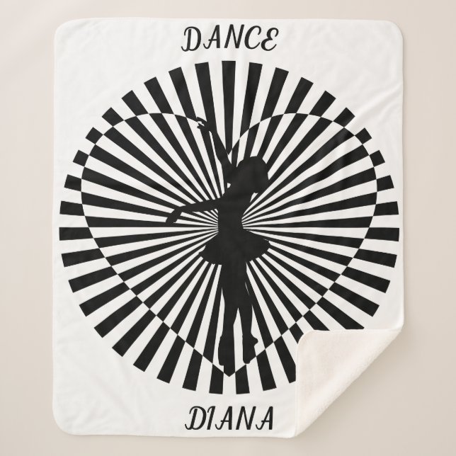 Ballerina auf einer abstrakten schwarz-weißen Deck Sherpadecke (Vorderseite)