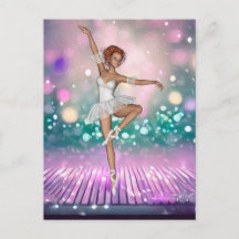 Ballerina auf Lila Boden und Aquamarinem Hintergru