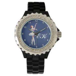 Ballerina auf Pointe, kundengerechtes Monogramm Armbanduhr