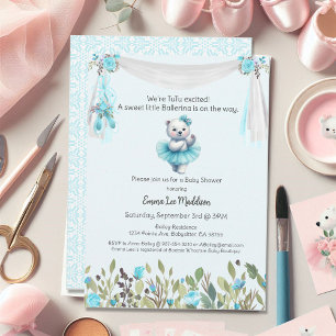 Ballerina-Baby-Mädchen-Party-Tutu-aufgeregter-Eisb Einladung