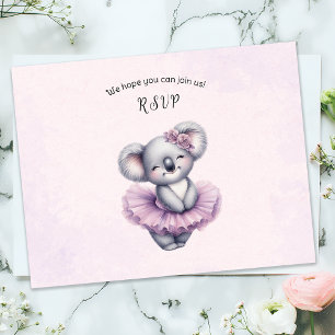 Ballerina Baby Mädchen Shower Tutu Elegant Koala RSVP Karte