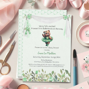 Ballerina-Baby-Mädchen-Shower-Tutu-eleganter-Teddy Einladung