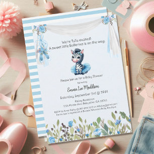 Ballerina-Baby-Mädchen-Shower-Tutu-elegantes Zebra Einladung